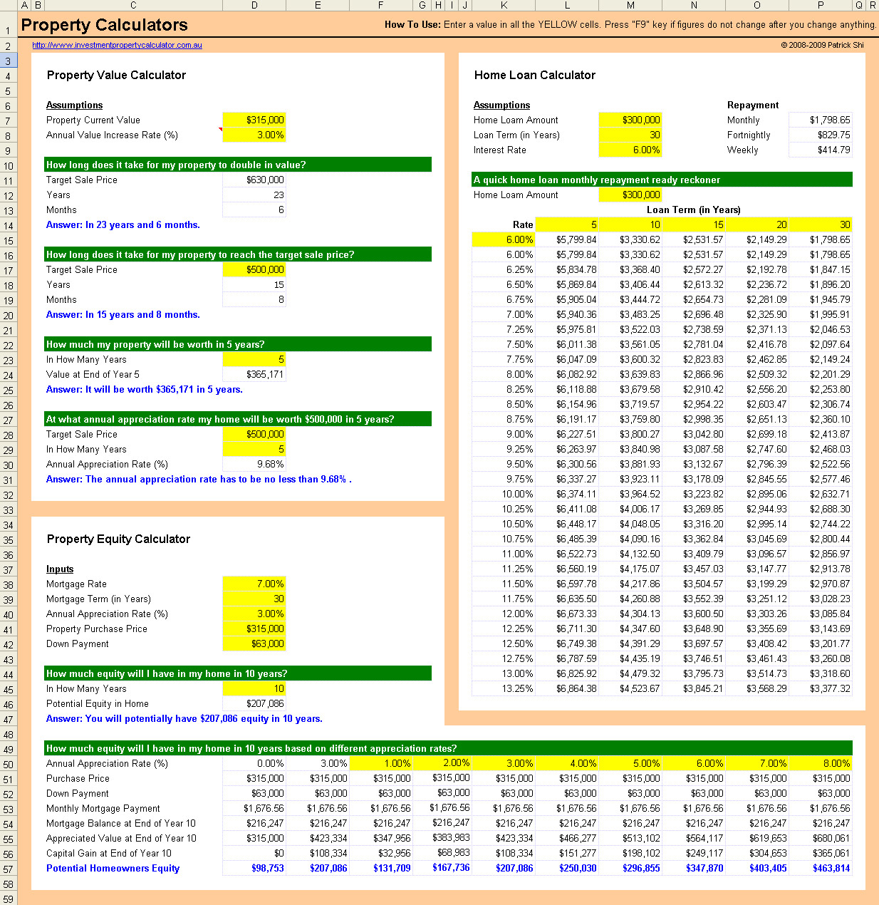 Valuation Excel Template
